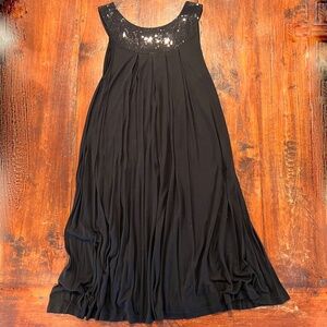 NWT H&M Black Sleeveless Pleated A-Line Swing Dress w/ Sequins 8